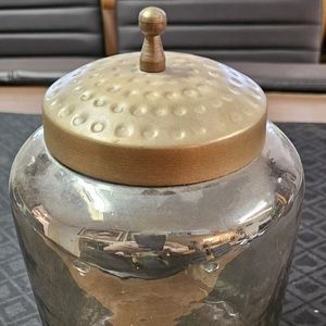 Jar with Lid, Glass, smokey iridescent